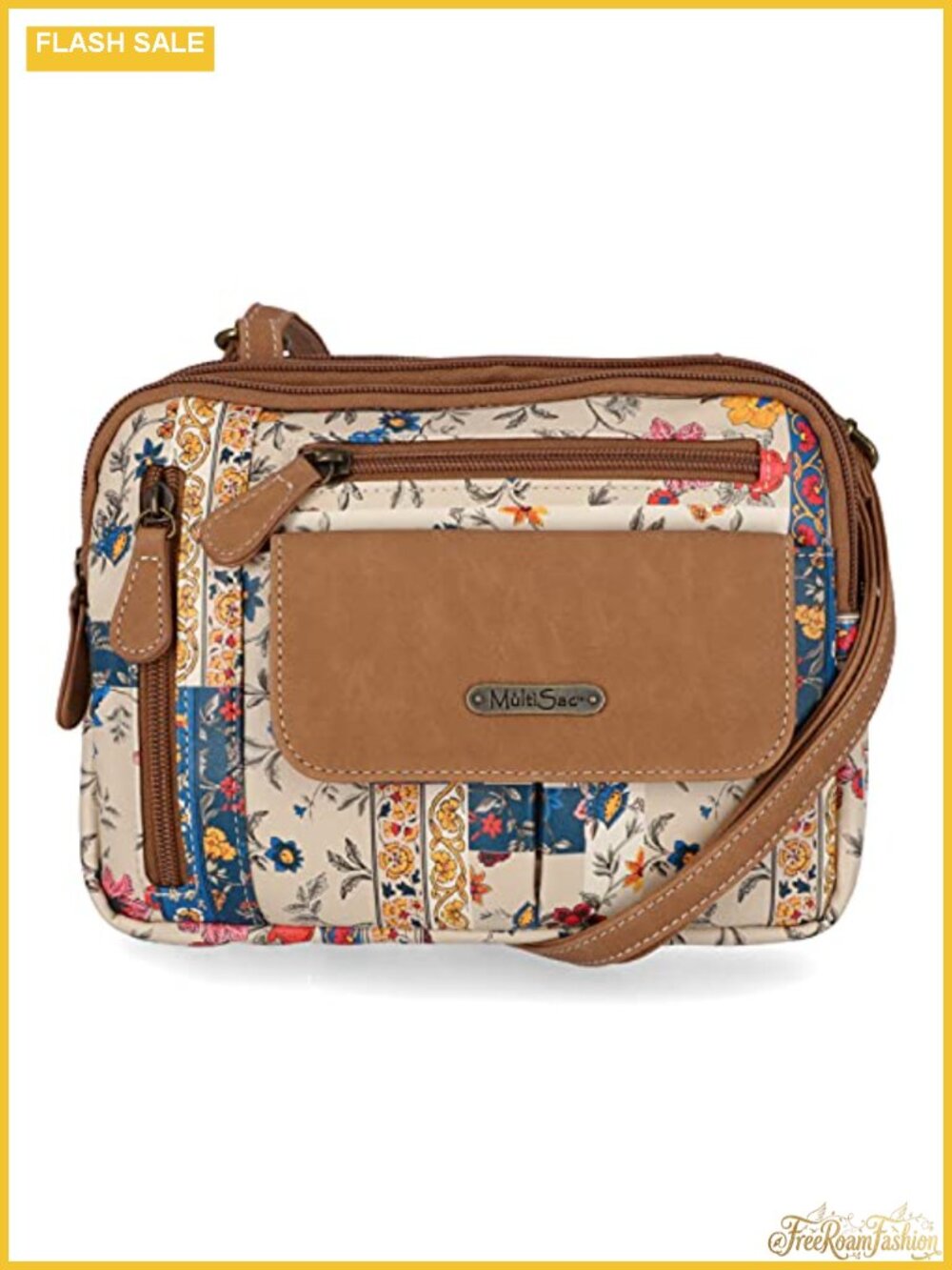 MultiSac Zippy Triple Compartment Crossbody Bag Vegan Leather Women's Purse